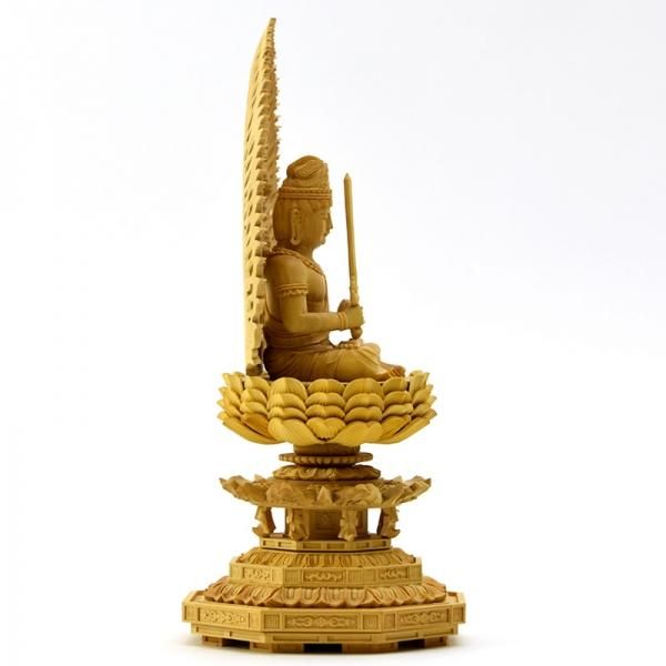 柘植【虚空蔵菩薩】 飛天光背八角台 身丈坐2.0寸 総高22cm