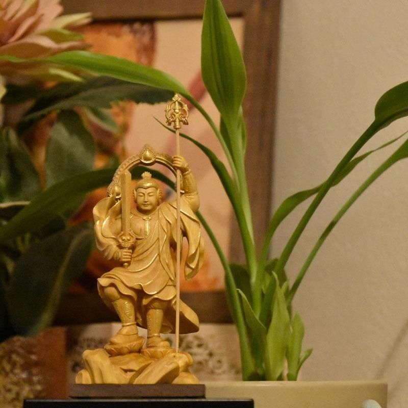 小仏】柘植勝軍地蔵尊（将軍地蔵） 金泥書 総高14cm