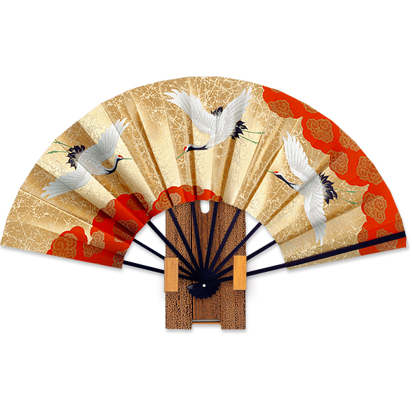 外国へのお土産飾り扇子 9寸鶴/ゴマ竹台付き Rc103 - itotsune