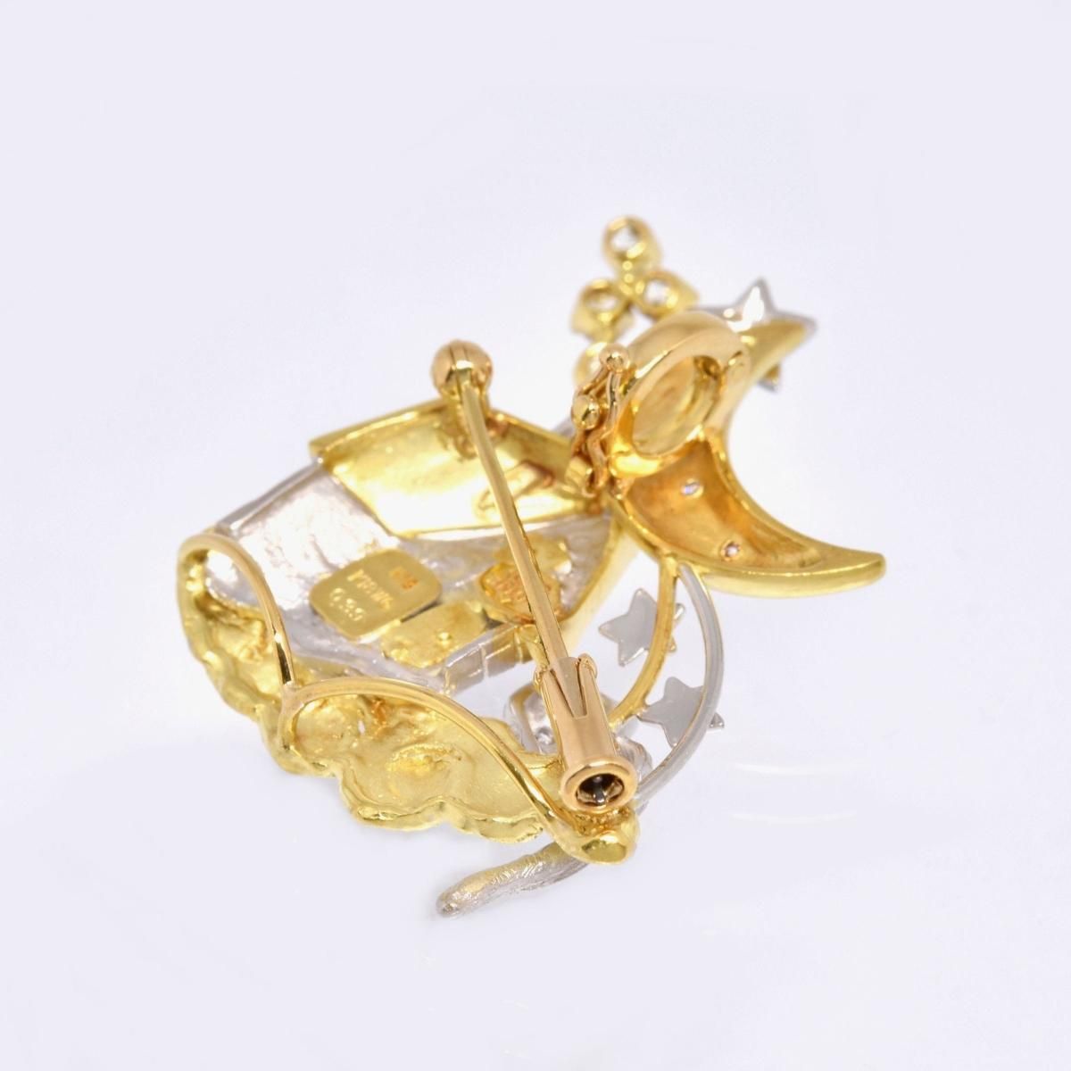 ショーヤマガタブローチk18 pt900 ダイヤ総重量約5.4g 保証書