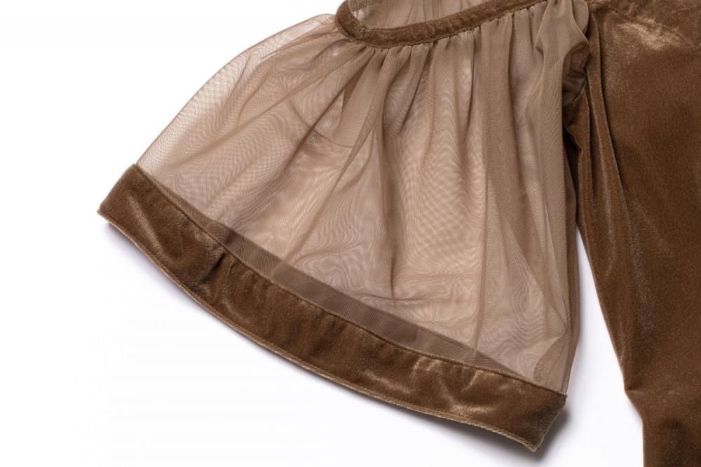 pinue ベロア×チュールドレスマロン