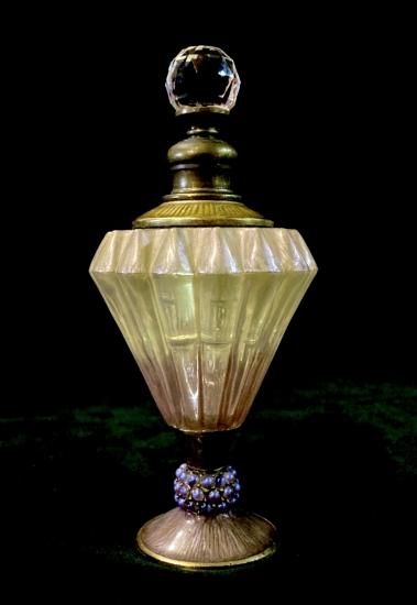 ロータス フランスサビノガラス アンティーク香水瓶 アール