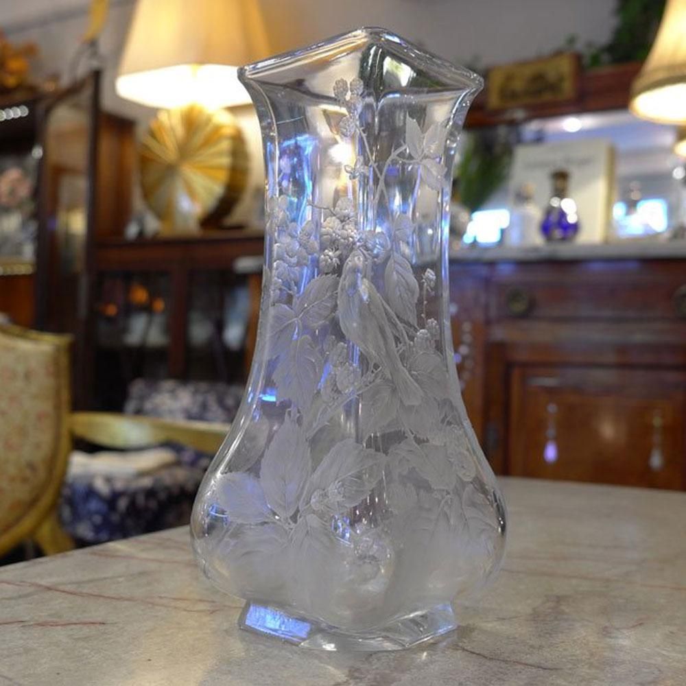 フランスアールヌーボー置物】Moser 縦長花瓶 チェコボヘミアガラス