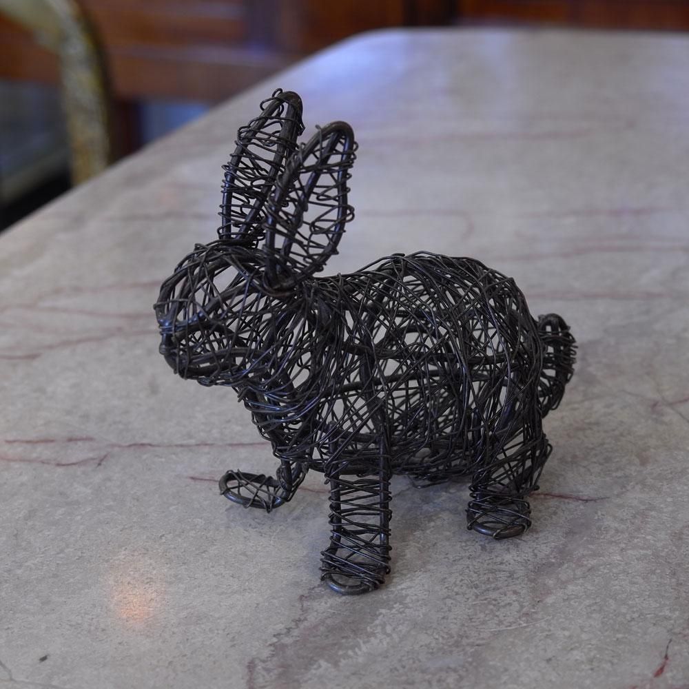 フランスインテリア雑貨】 モダンアートオブジェ置物 針金細工 こげ茶