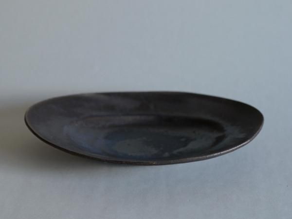 林拓児 黒釉 楕円皿 大＋小鉢 2点セット 林拓児 黒釉 楕円皿［期間