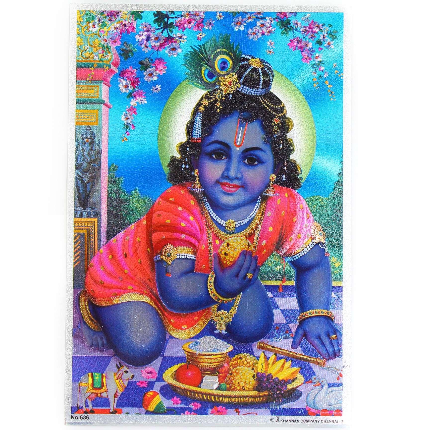 ベビークリシュナ・カード（ポストカードサイズ、636