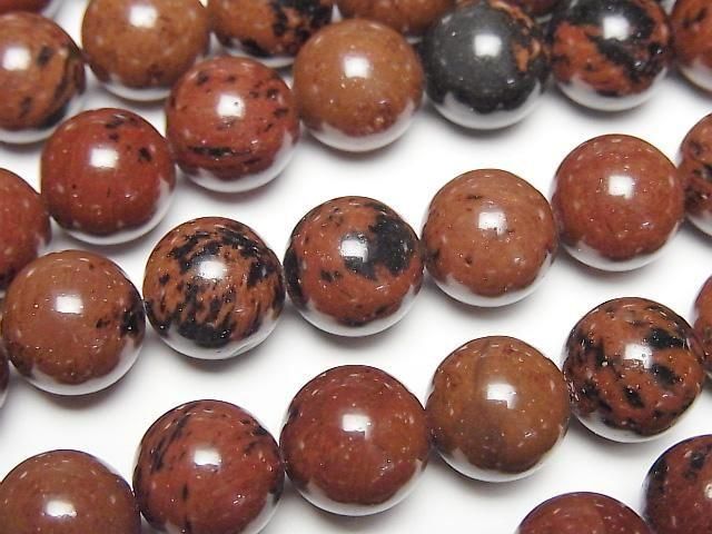 メキシコ産マホガニーオブシディアン ラウンド10mm 1連｜天然石ビーズ