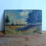 戦前？ 古い 板絵 油彩 油絵 古道具 アンティーク No.2 戦前？ 古い 板