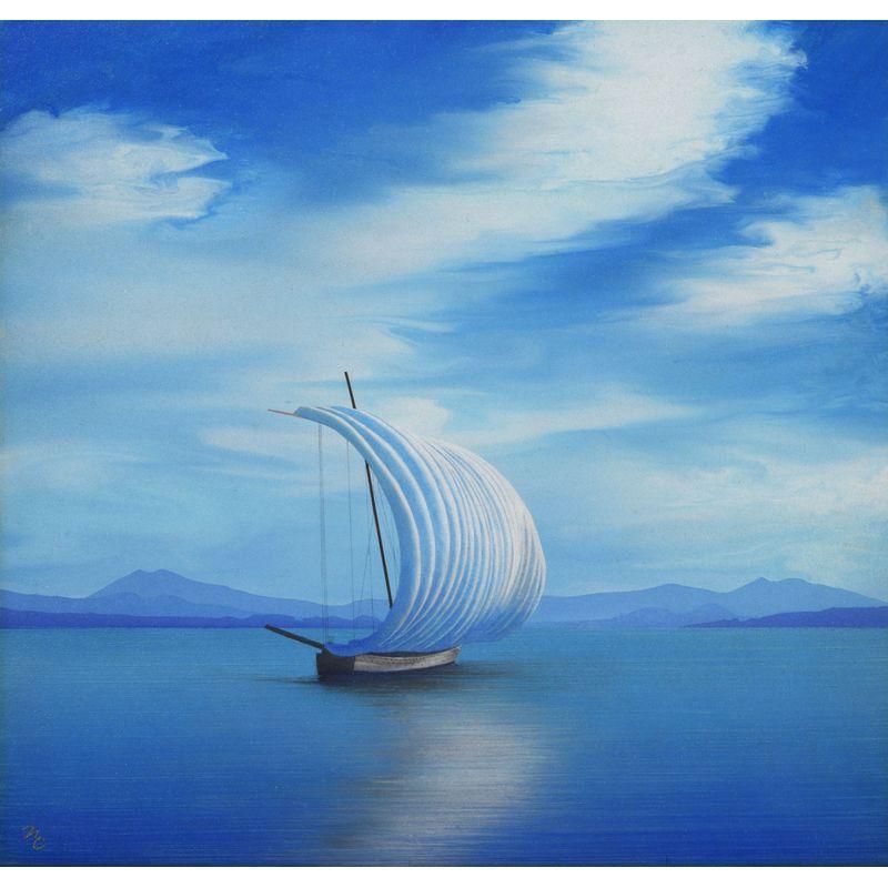 鎮西直秀 「瑞輝 霞ヶ浦清風」 紙に油彩特4号 - 一枚の繪オンライン