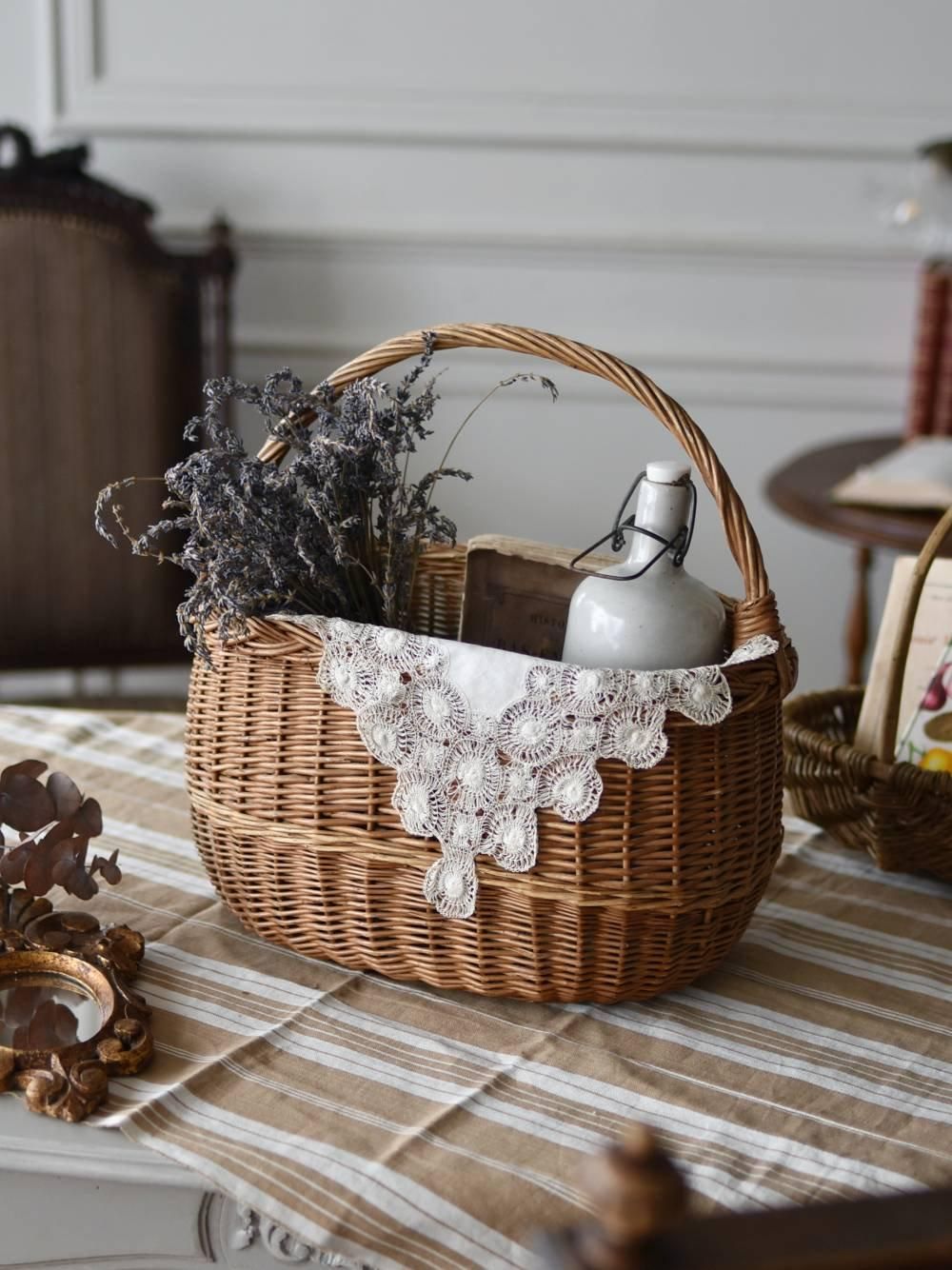 ☆フランスアンティークバスケット☆ フランスヴィンテージ雑貨