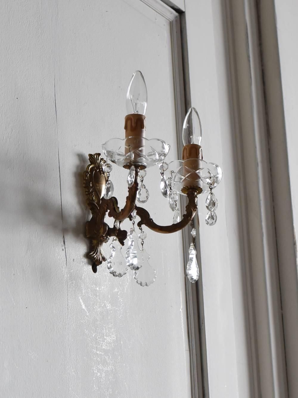 7. 2個セット！フランスアンティーク クリアランス ランプ ブラケット