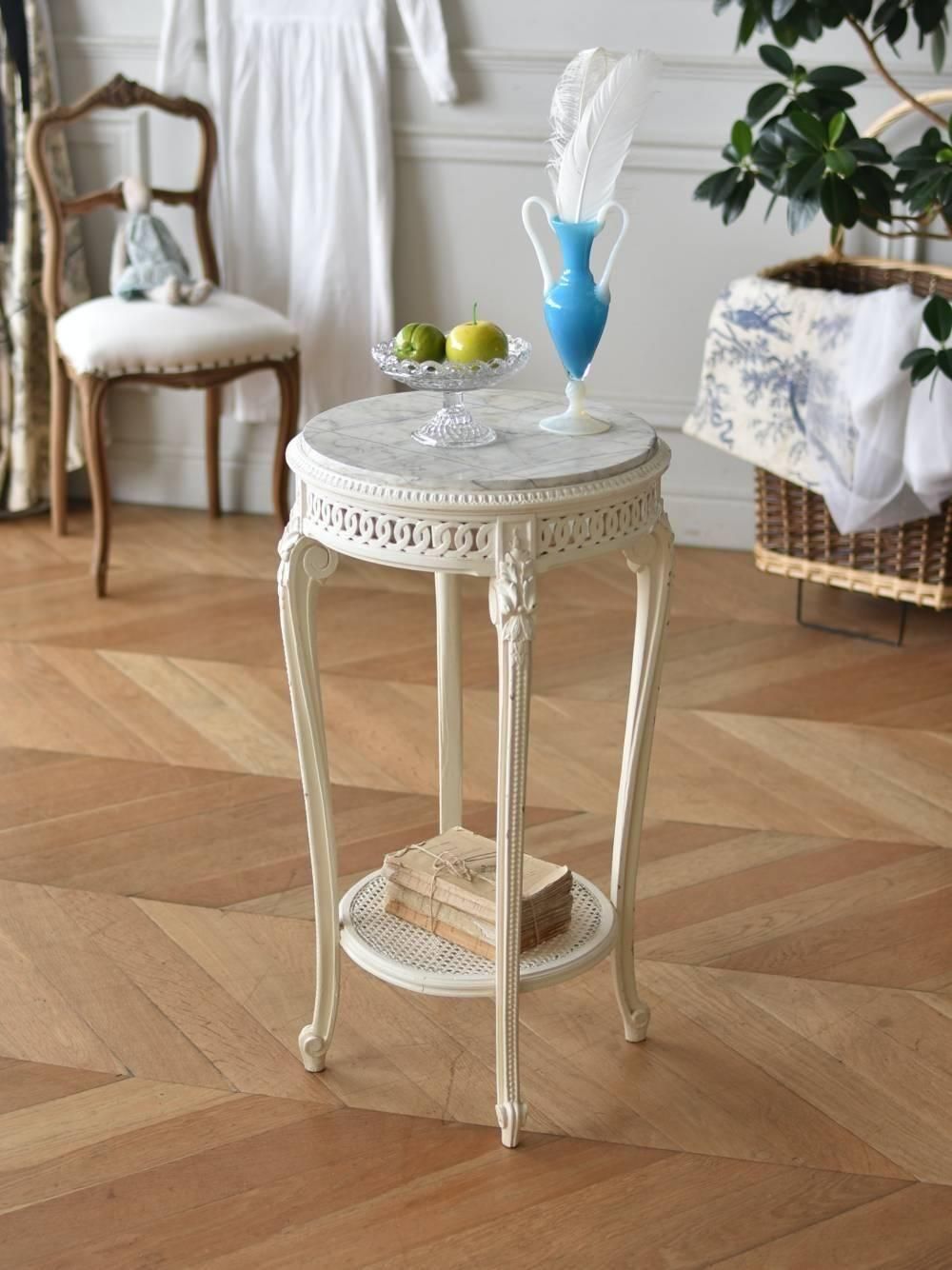 マーブルトップラウンドテーブル.14 フランスアンティーク家具 サイド