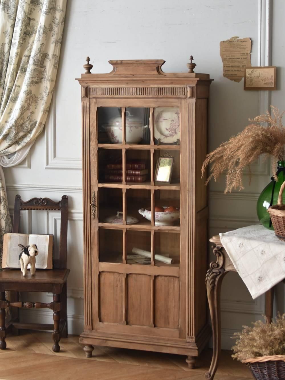 フランスアンティーク木製サイドキャビネット/ナイトテーブル机/飾り棚