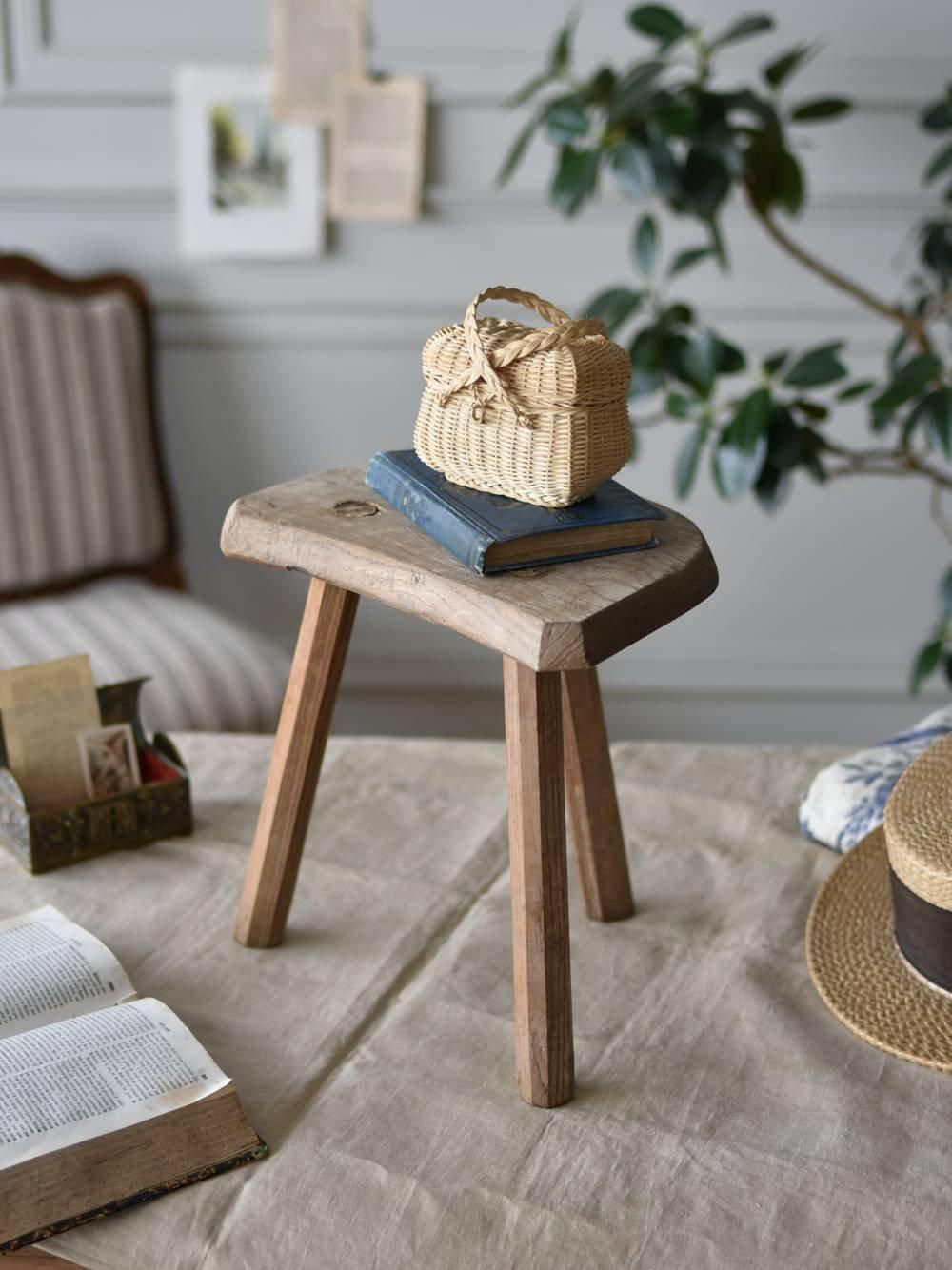 フランスアンティーク家具 木製スツール.8C ナチュラルインテリア