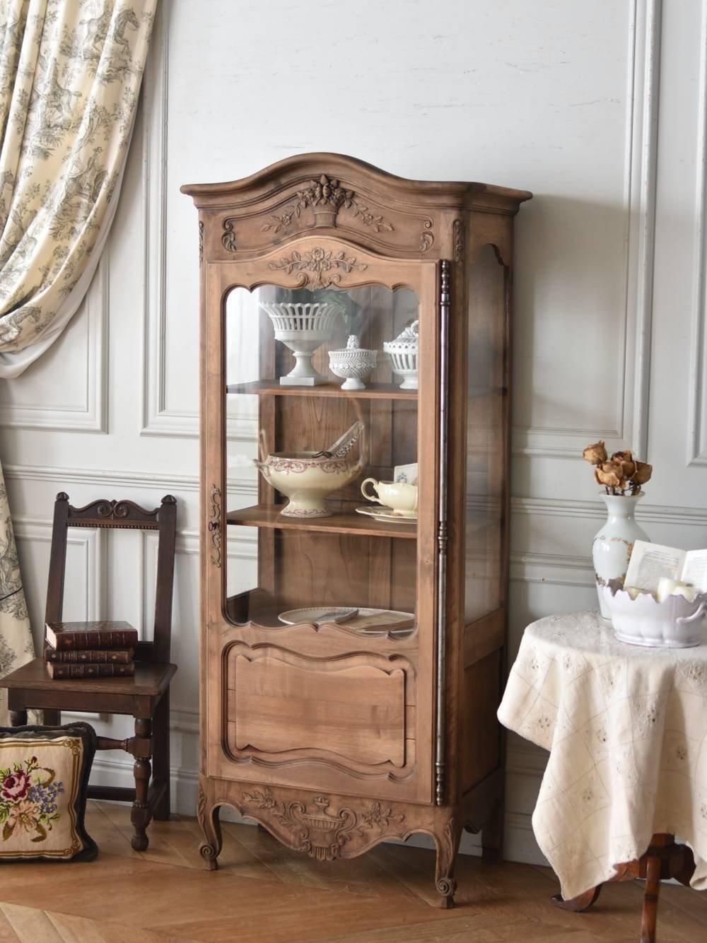 フランスアンティーク 飾り棚 ウォールキャビネット ガラスケース