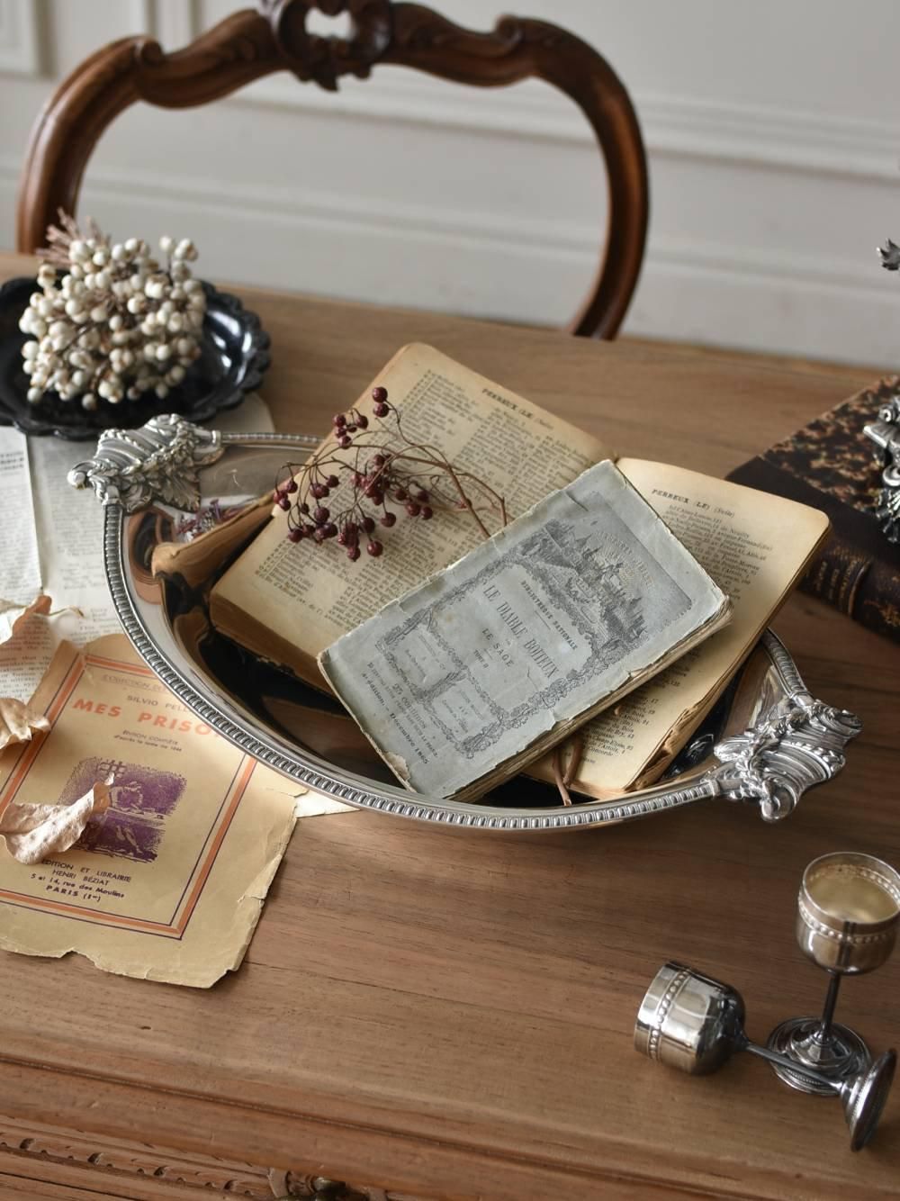 フランスヴィンテージ雑貨 シルバートレイ.5 ディスプレイ小物