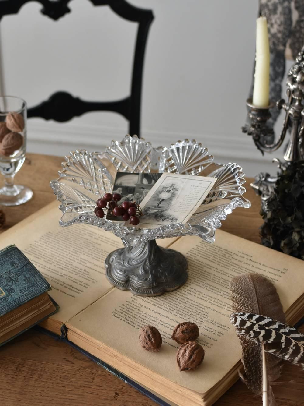 ガラスコンポート.22 フランス アンティーク ディスプレイ小物