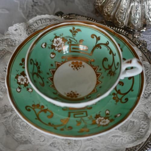 1840年代 サミュエルオールコック エメラルドグリーンのティーカップ