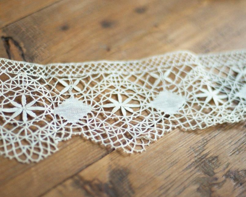 在庫限りアンティーク 幅広ボビンレース 幅9.5cm×長さ1m20cm