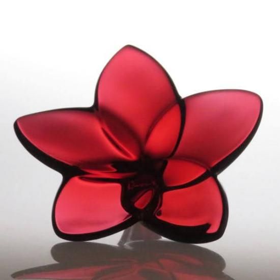 バカラ 置物 ○ ブルーム レッド 赤色 花 クリスタル フラワー