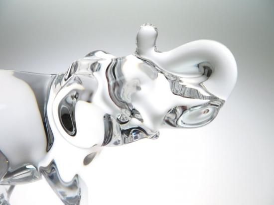 骨董 時代ガラス フィギュリン エレファント 象 プレスガラス 菓子器