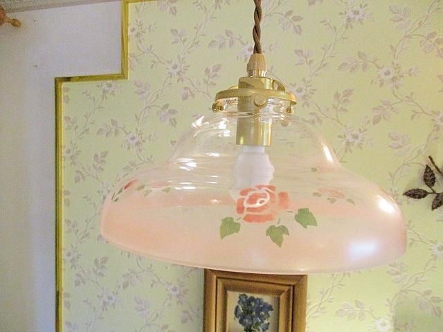 ワイドベル型ガラスシェード&コードセット（ローズ） - 「フランス雑貨