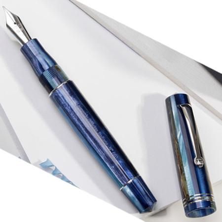 レオナルド 万年筆 モーメント ゼロ ブルー ハワイ 14金ニブ シルバー