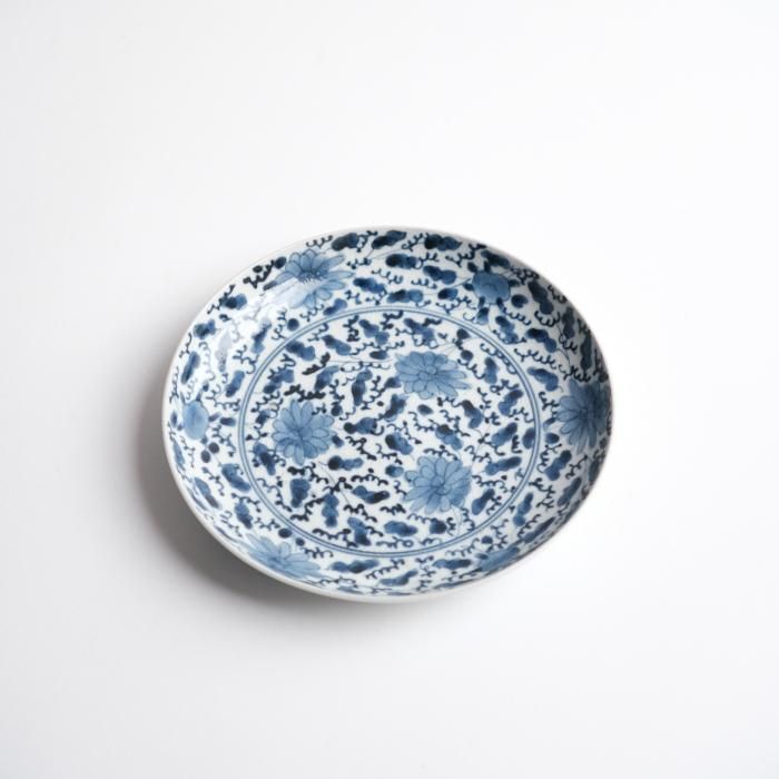 骨董 古伊万里 図変わり印判 ダッタン人 韃靼人 花唐草 7寸皿 1