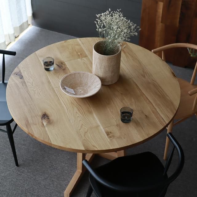 オークパッチワークサークルテーブル（Φ120 / 素材違いあり）｜A1Leg