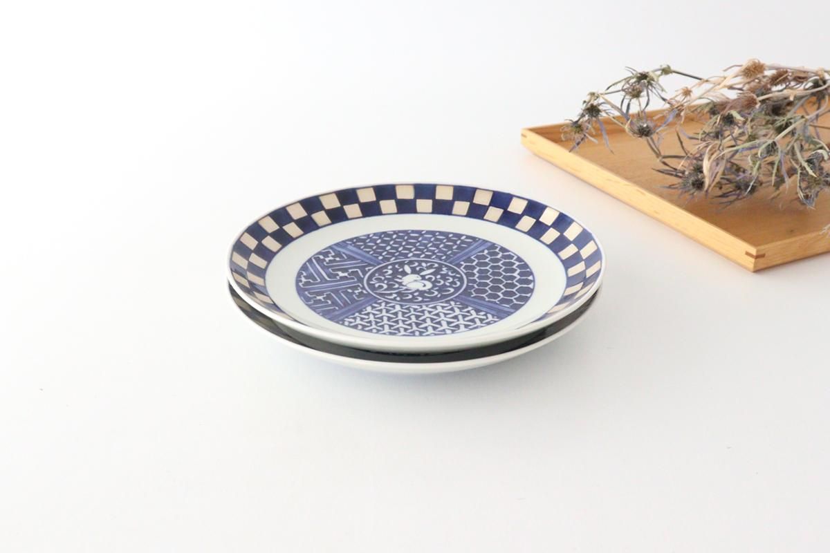 プレート｜18.5cm｜兎銀市松｜磁器｜林九郎窯｜波佐見焼｜和食器通販