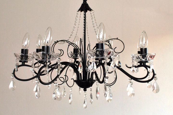 8灯シンプルシャンデリアペンダントライトブラック黒シャンデリア