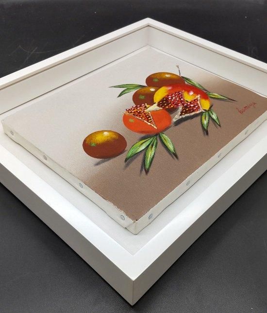 油絵 SM額縁付き 枝垂れ桜 取り付け金具付き 油絵 SM額縁付き 枝垂れ桜