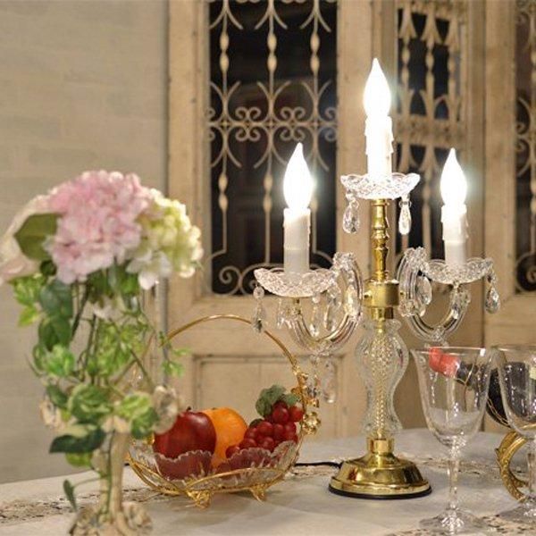 31. フランス アンティーク シャンデリア 3灯 キャンドル ガラス