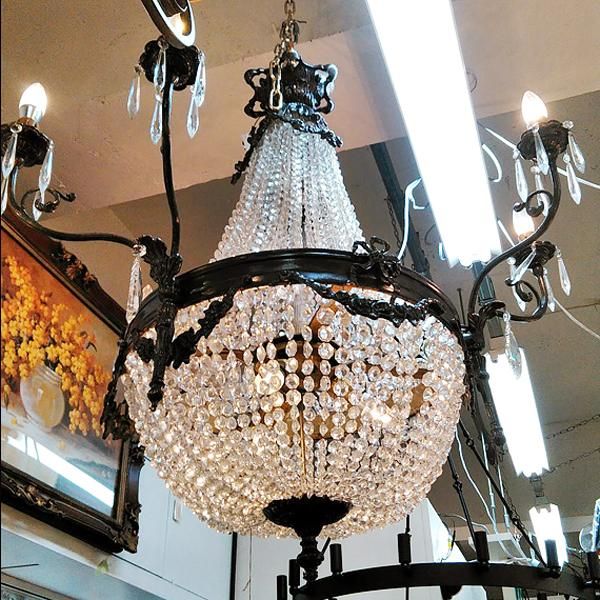 アンティーク アイアン ミューラー兄弟 約1920シャンデリア