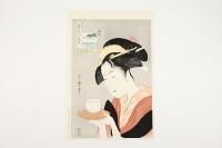 模写/伝/喜多川歌麿/橋下男女魚釣図/布袋屋掛軸HC-918 模写/伝/喜多川