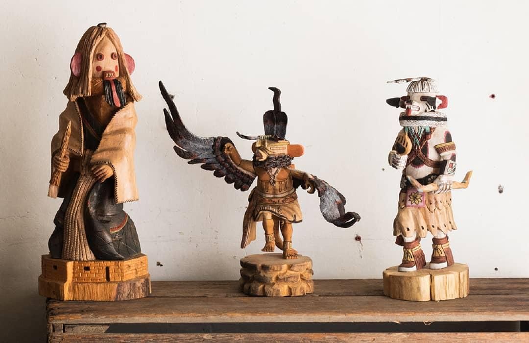 希少品！1970年代カチナ精霊ダンスの油彩ヴィンテージネイティブアメリカン