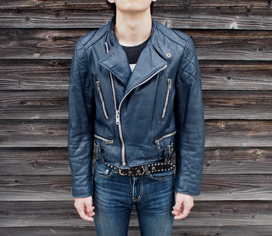 ウルフレザー ライダース ロンジャン ブルー 淡い 青 スモール サイズ