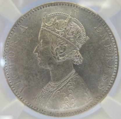 英領インド 1893年 1ルピー ビクトリア女王 銀貨 NGC MS60
