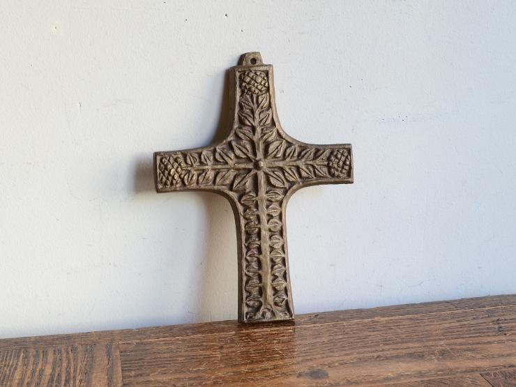 真鍮クロス（十字架）ウォールデコレーション（H16cm）｜アンティーク