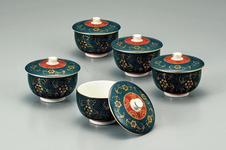 高級品‼️九谷焼 青粒鉄仙 7号灰皿 W高級品‼️九谷焼 青粒鉄仙 7号灰皿