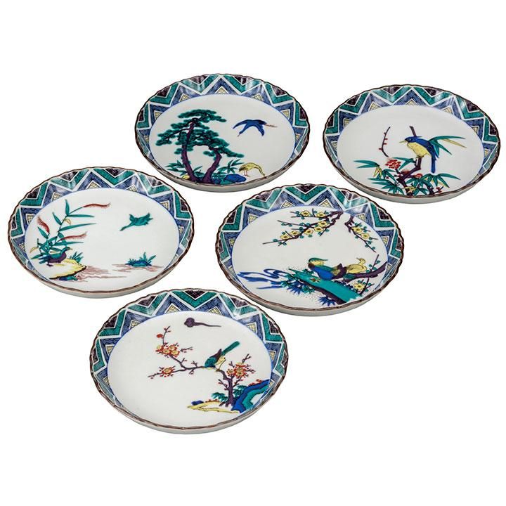 5.2号皿揃 古九谷花鳥の図