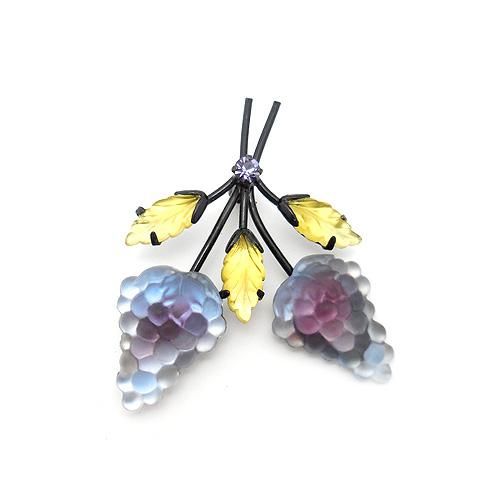 オーストリア AUSTRIA 葡萄 フルーツガラス ブローチ