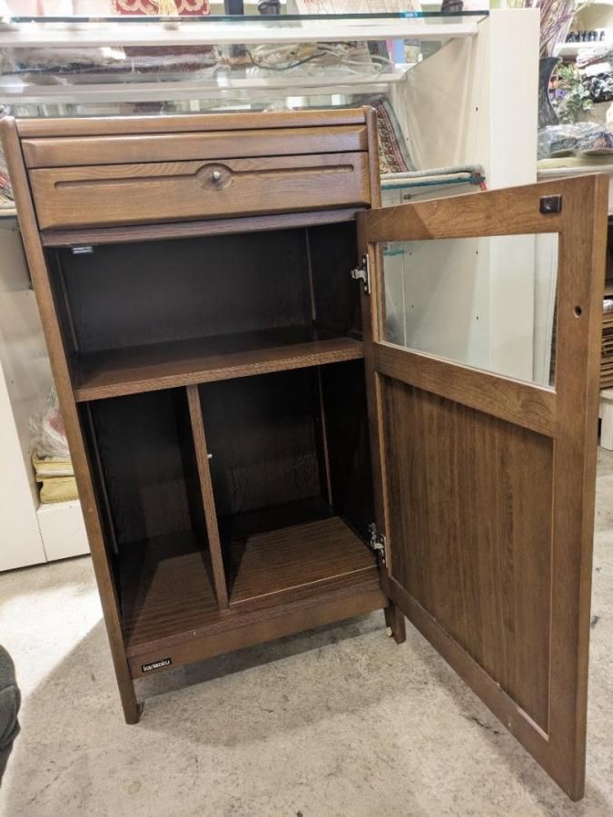 カリモク ラタン 木製電話台・ファックス台 引き出し付き カリモク