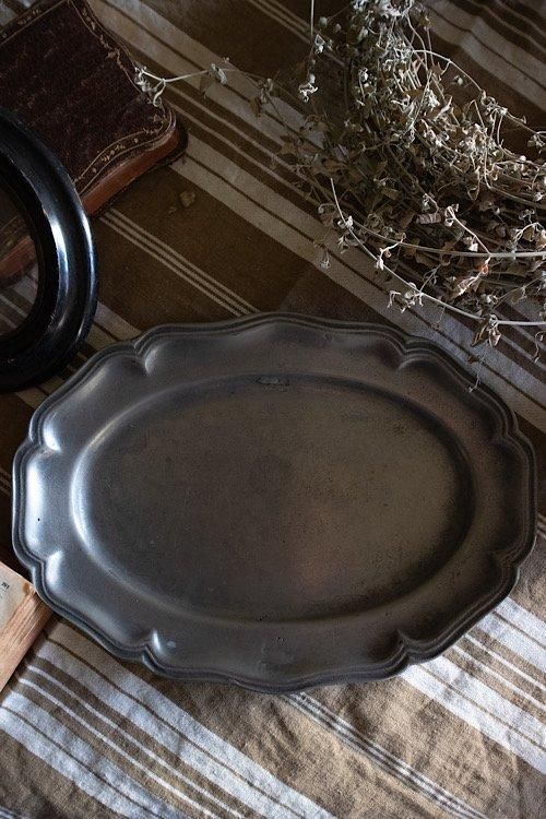 エタンオーバルプレート/フランスアンティークアクセサリートレイ