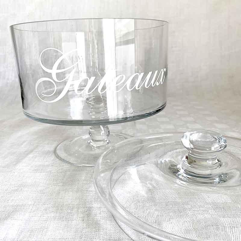 大きな蓋付きガラスボンボニエールお菓子入れ19世紀店舗什器フランス