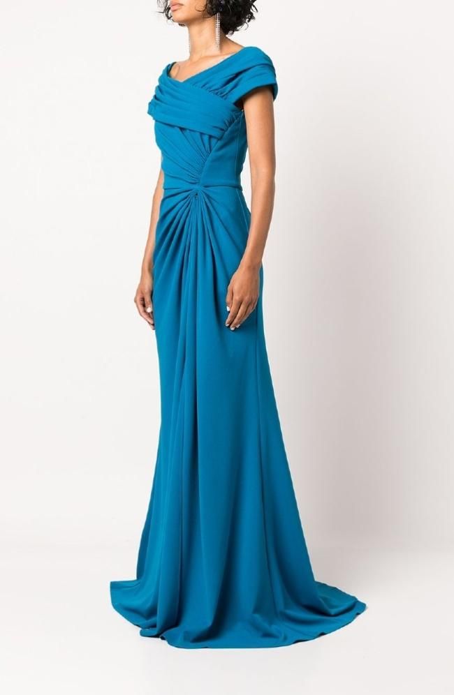 SALE【檀れいさん、ご着用】ドレーブ クレープ ガウン オフショルダー