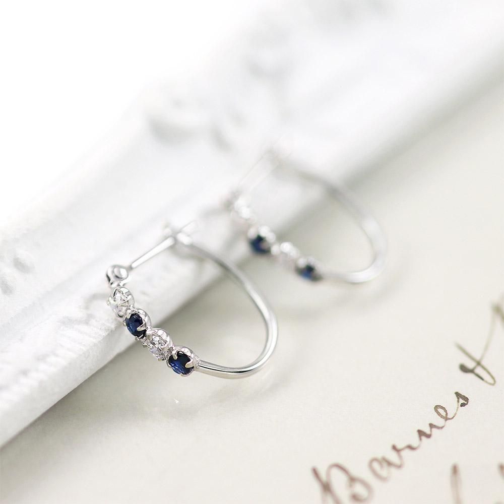 ポメころび様専用◇スイスブルートパーズ×ホワイトジルコンフープ