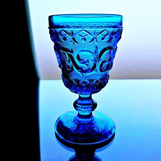 オールドバカラ アラベスク ワイングラス ブルークリスタル 豪華な