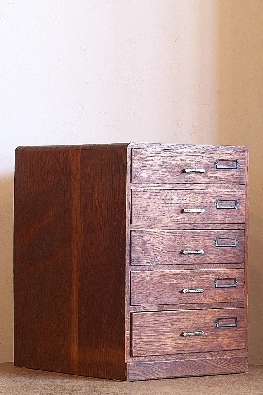 アンティーク雑貨 古道具 楢 ナラ 小引き出し 5段 木製引き出し