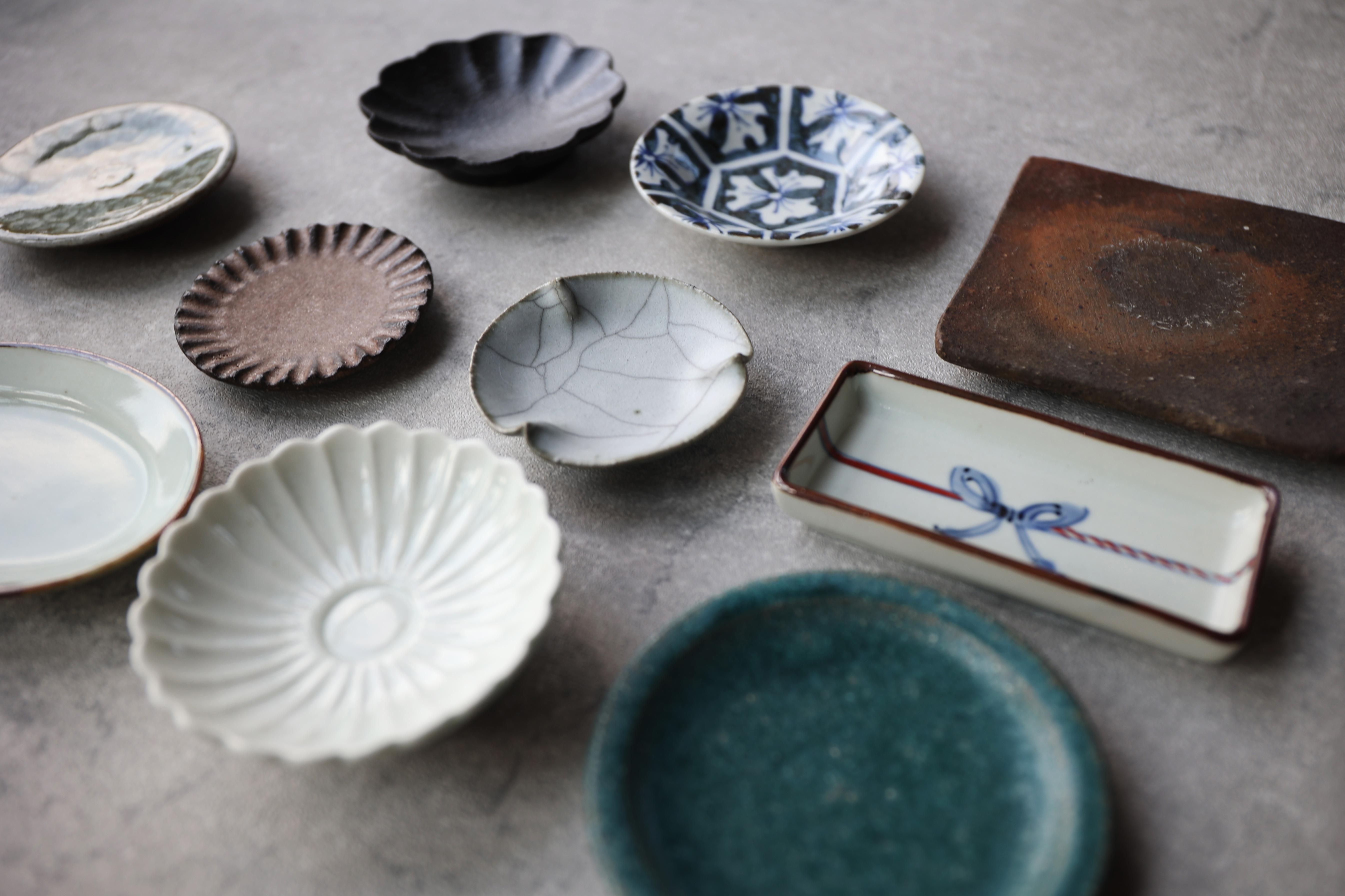 鉄釉『鳥文』皿 小皿 銘々皿 五客セット☆金直しあり☆在銘 箱付 鉄釉